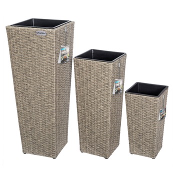 Vysoký obal na květiny WICKER krémová, 3 ks 4