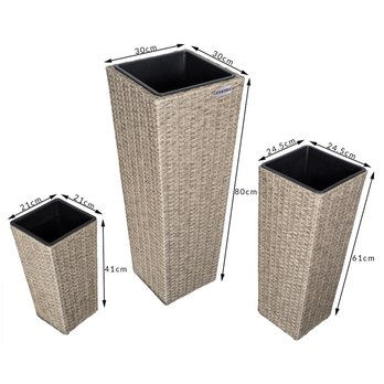 Vysoký obal na květiny WICKER krémová, 3 ks 10