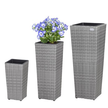 Vysoký obal na květiny WICKER šedá, 3 ks 2