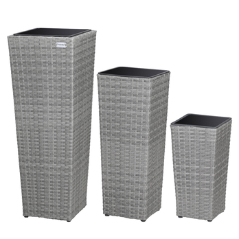 Vysoký obal na květiny WICKER šedá, 3 ks 3
