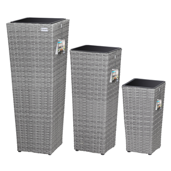 Vysoký obal na květiny WICKER šedá, 3 ks 4