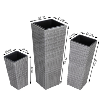 Vysoký obal na květiny WICKER šedá, 3 ks 10