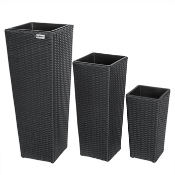 Vysoký obal na květiny WICKER černá, 3 ks 3