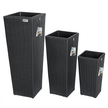 Vysoký obal na květiny WICKER černá, 3 ks 4