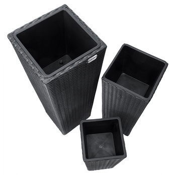 Vysoký obal na květiny WICKER černá, 3 ks 5