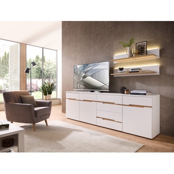 TV komoda WIGA II bílá/dub artisan 3