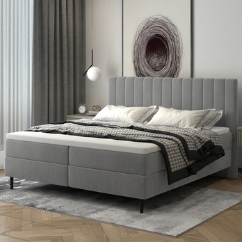 Postel s matrací WINDA světle šedá, 180x200 cm 1
