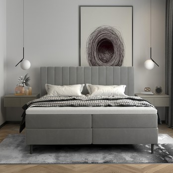 Postel s matrací WINDA světle šedá, 160x200 cm 4