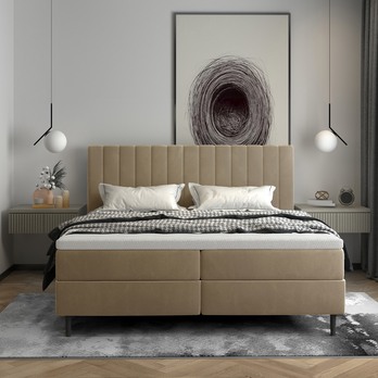 Postel s matrací WINDA béžová, 160x200 cm 4
