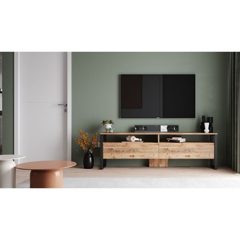 TV komoda WOOD 3 borovice atlantic/černá 4