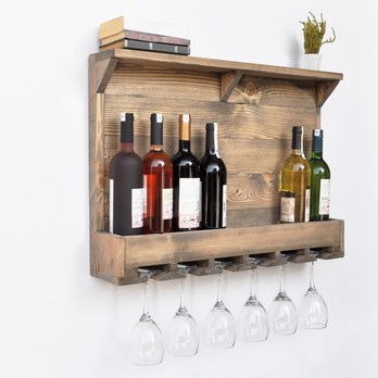 Nástěnný regál na víno WOODEN ořech 2
