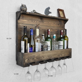 Nástěnný regál na víno WOODEN ořech 3