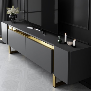 TV stolek YILDIZ antracitová/zlatá 3