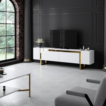 TV stolek YILDIZ bílá/zlatá 1