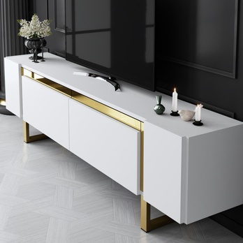 TV stolek YILDIZ bílá/zlatá 3