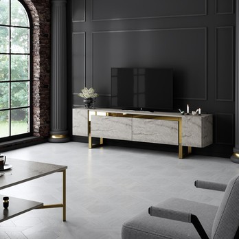 TV stolek YILDIZ travertin/zlatá 1