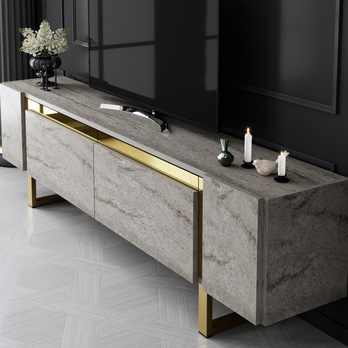 TV stolek YILDIZ travertin/zlatá 3