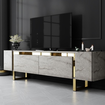 TV stolek YILDIZ travertin/zlatá 4