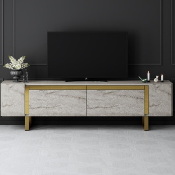 TV stolek YILDIZ travertin/zlatá 5
