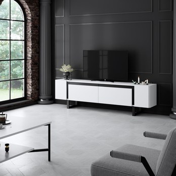 TV stolek YILDIZ bílá/černá 1