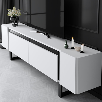 TV stolek YILDIZ bílá/černá 3