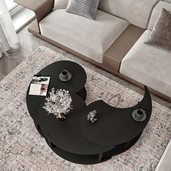 Konferenční stolek YIN YANG černá, set 3 ks 4