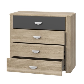 Komoda YOOP dub sonoma/antracitová, 4 zásuvky 2