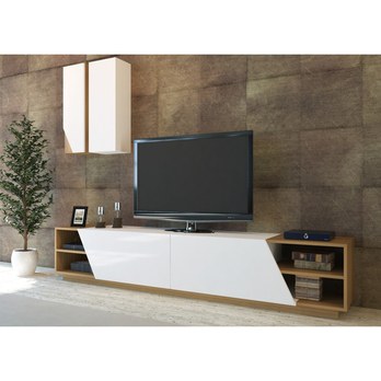 TV sestava ZEBA bílá/teak 1