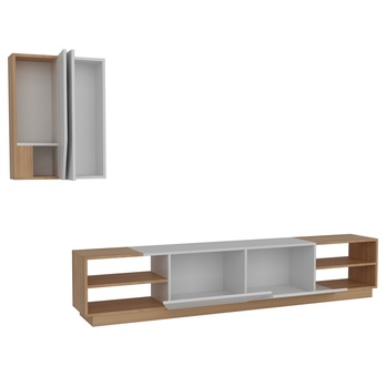 TV sestava ZEBA bílá/teak 3