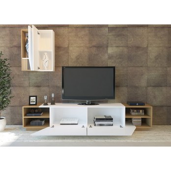TV sestava ZEBA bílá/teak 5