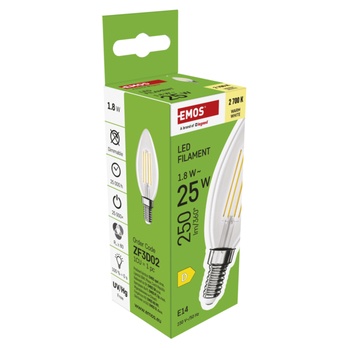 LED žárovka filament ZF3D02 E14, 1,8W, teplá bílá 5