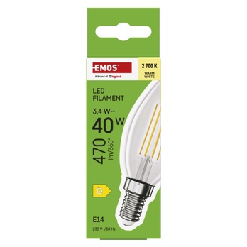 LED žárovka filament ZF3D22 E14, 3,4W, teplá bílá 3
