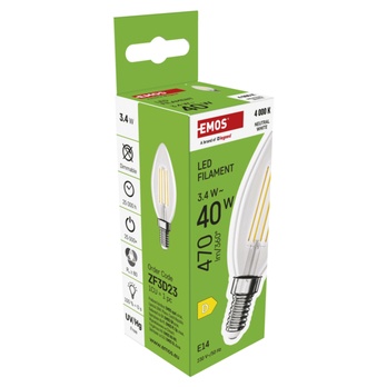 LED žárovka filament  ZF3D23 E14, 3,4W, neutrální bílá 5