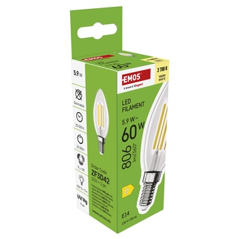 LED žárovka filament ZF3D42 E14, 5,9W, teplá bílá 5