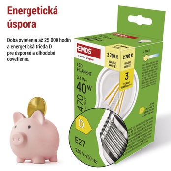 LED žárovka filament ZF5D22 E27, 3,4W, teplá bílá 4