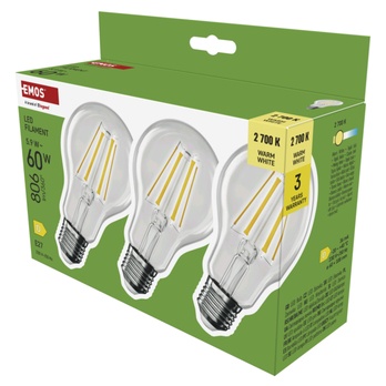 Set LED žárovek filament ZF5D42.3 E27, 5,9W, teplá bílá, 3 ks 5