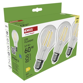 Set LED žárovek filament ZF5D42.3 E27, 5,9W, teplá bílá, 3 ks 6