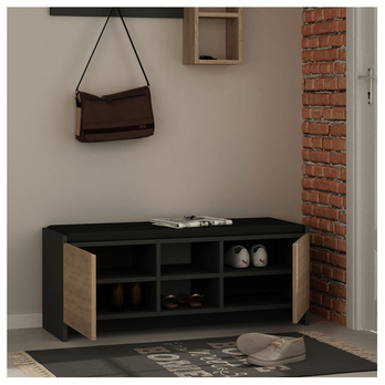 Botníková lavice  ZULLA dub sonoma/antracitová 2