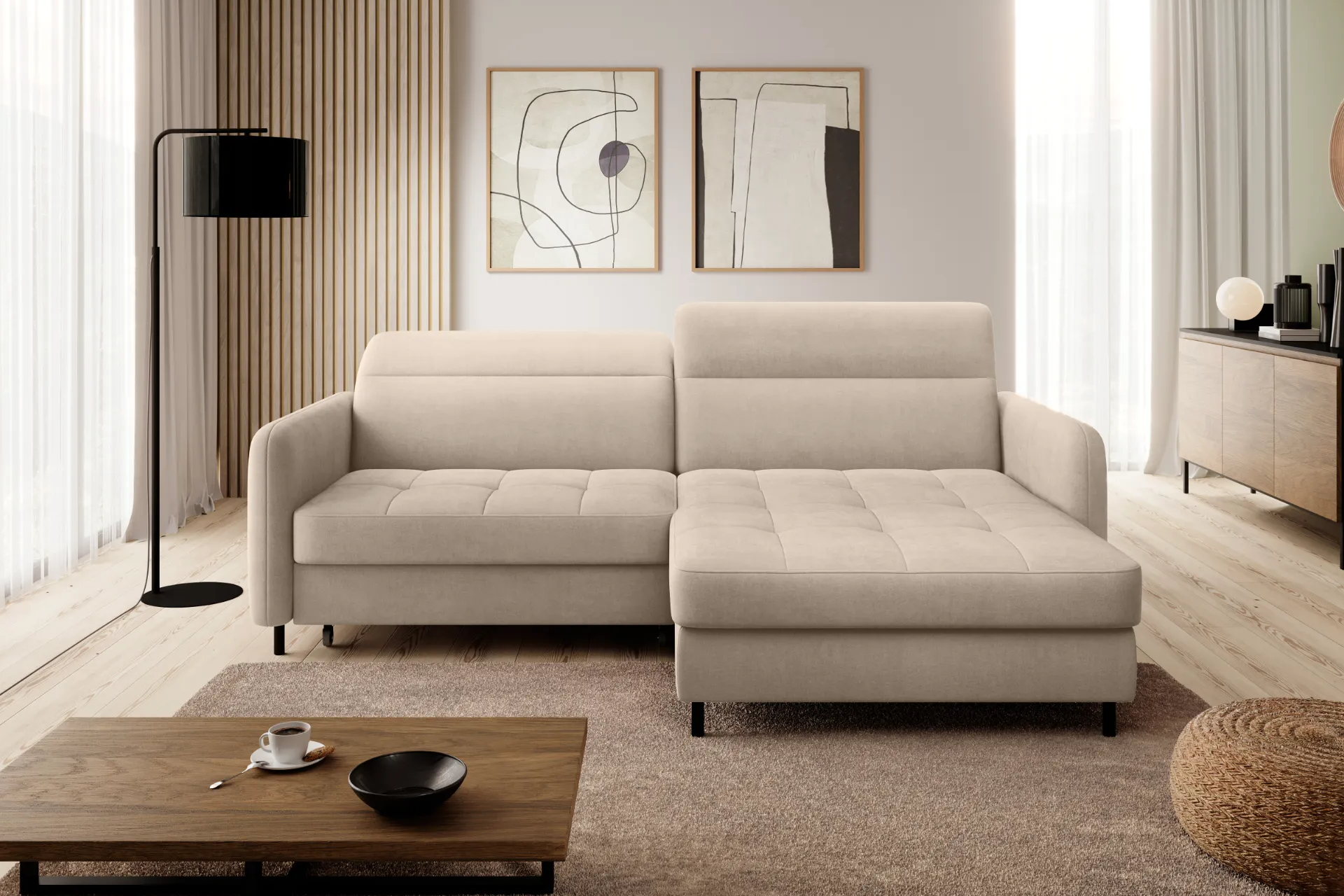 Rohová sedacia súprava béžová