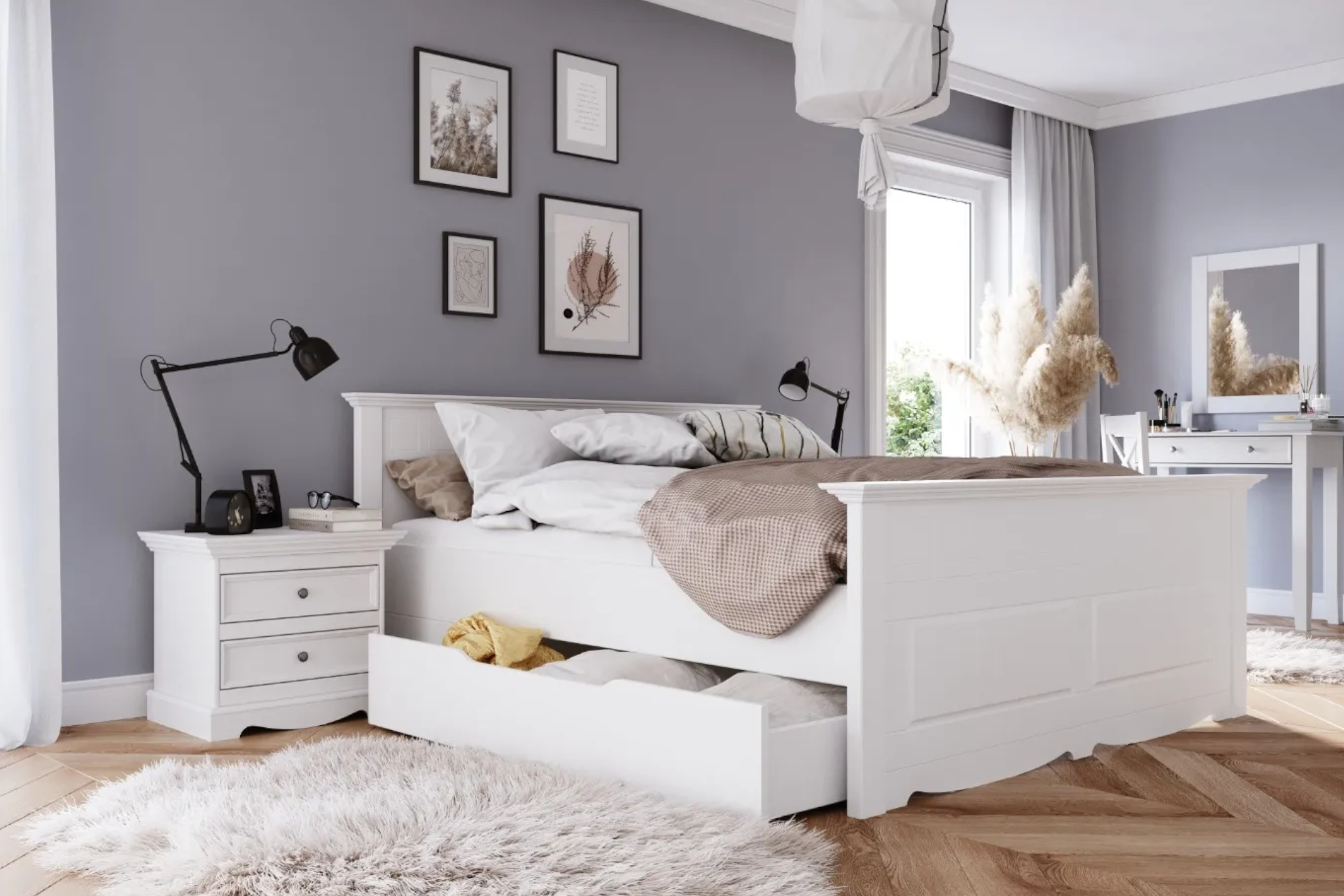 Biela manželská posteľ