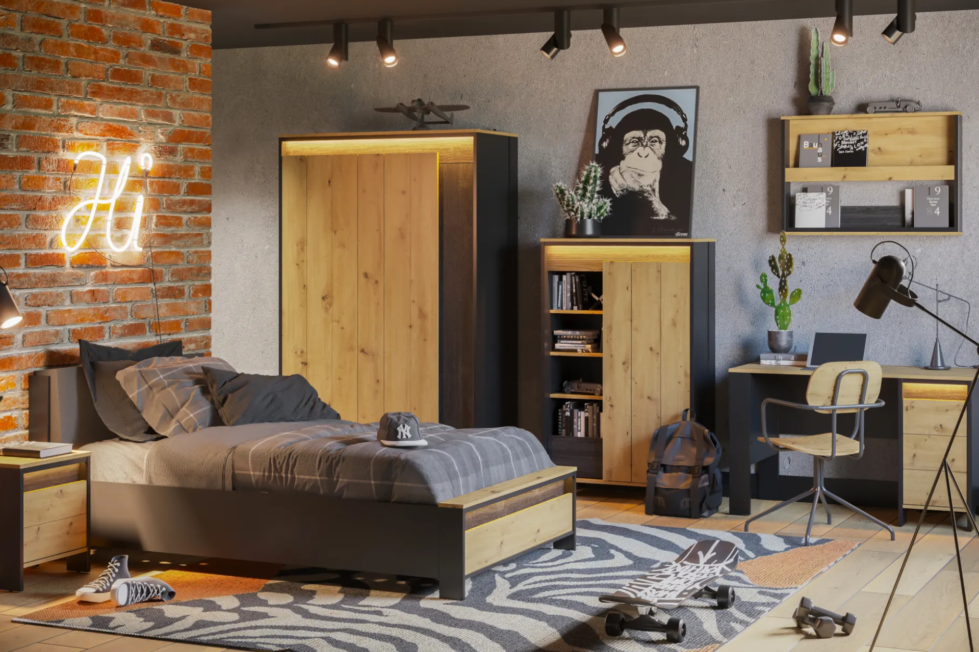 Nástenný regál dub artisan