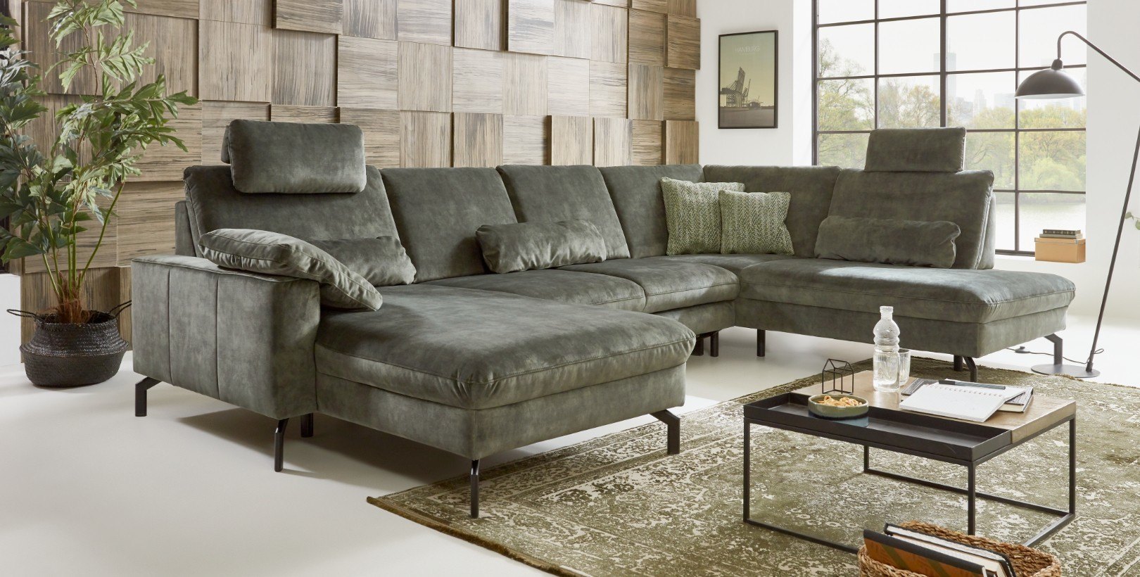 Zelená rohová sedačka